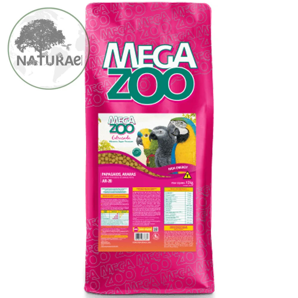 Ração Extrusada Para Papagaios Reprodução (Ar20) MEGA ZOO 12kg